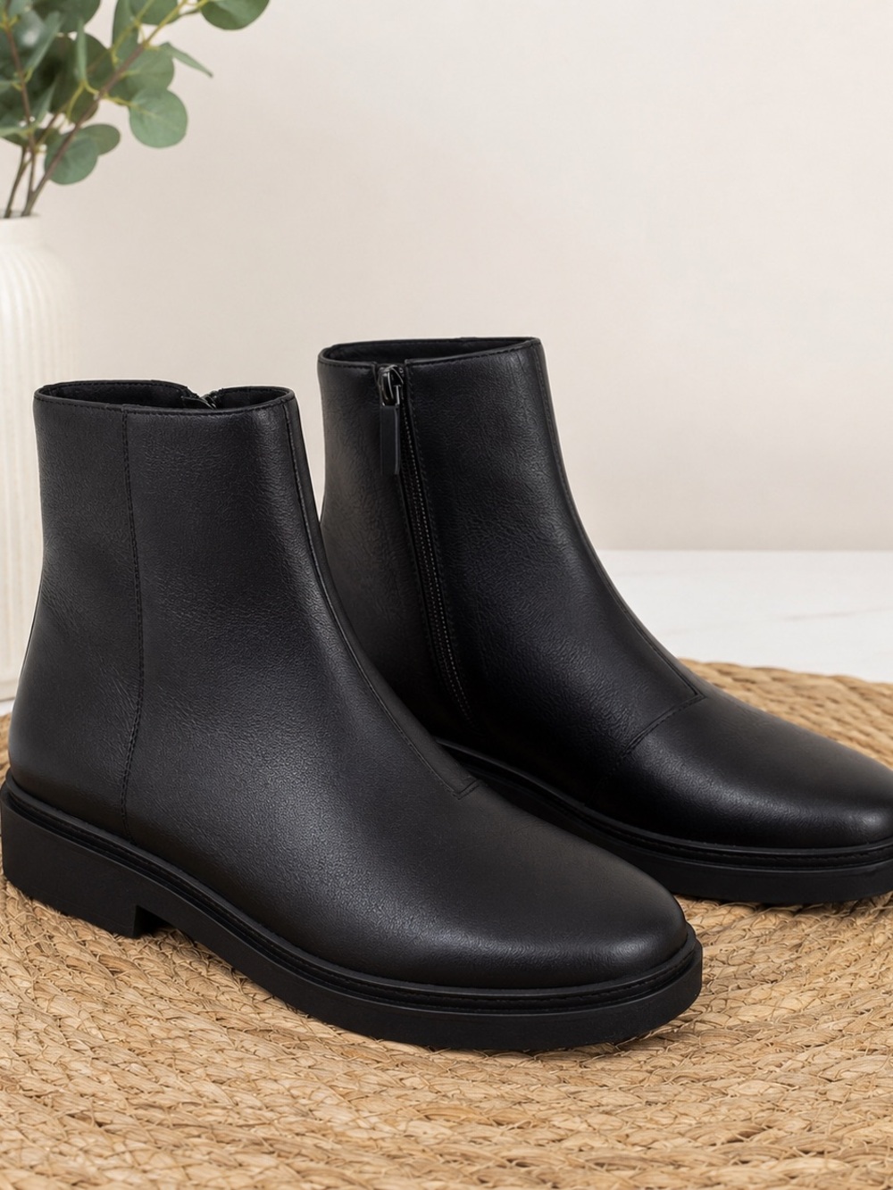 Eileen Fisher Nann Wedge Bootie Black Leather Size 10M New NWOB